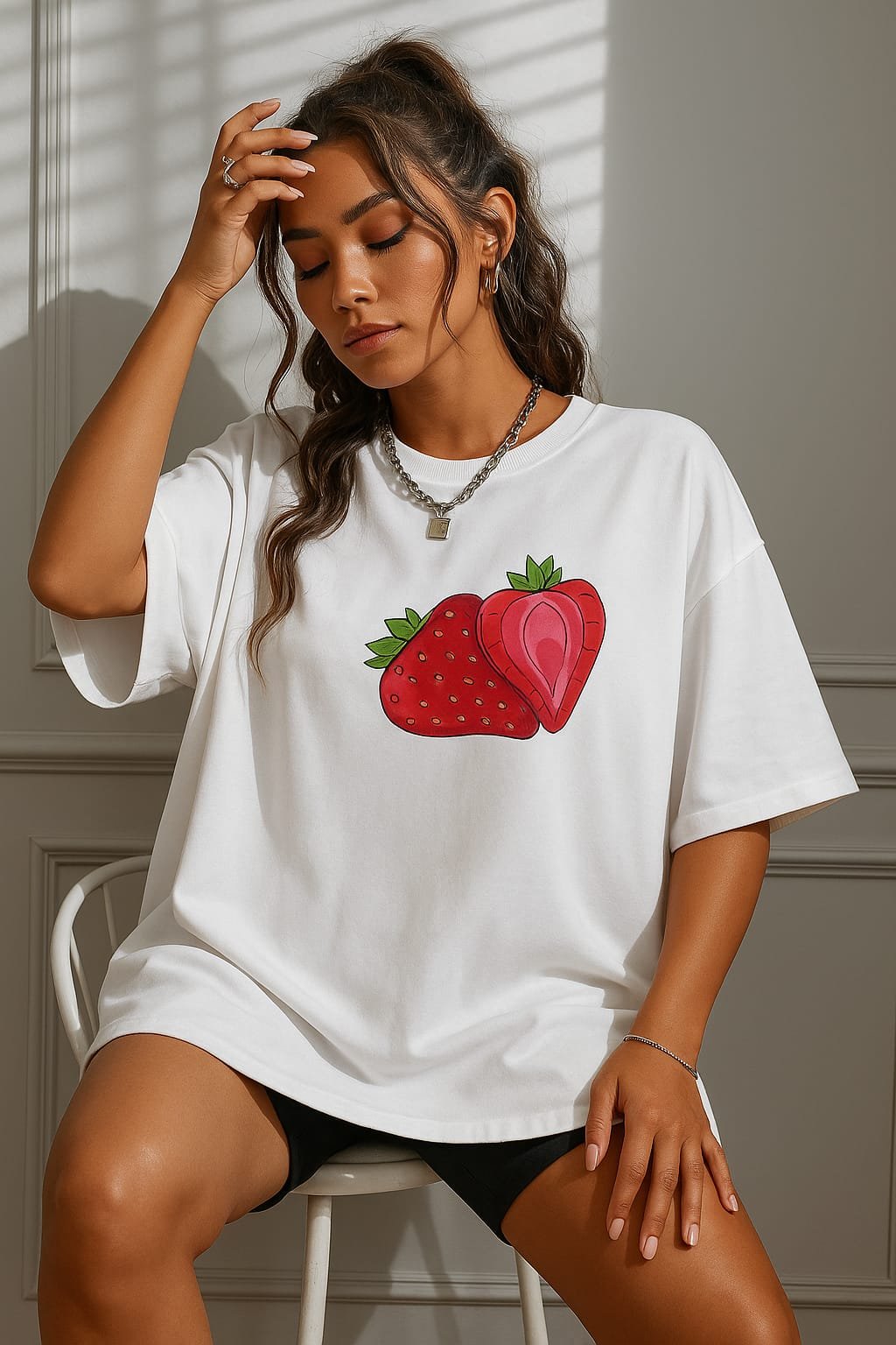 Strawberry Pink Dessert – Unisex Oversized T-shirt